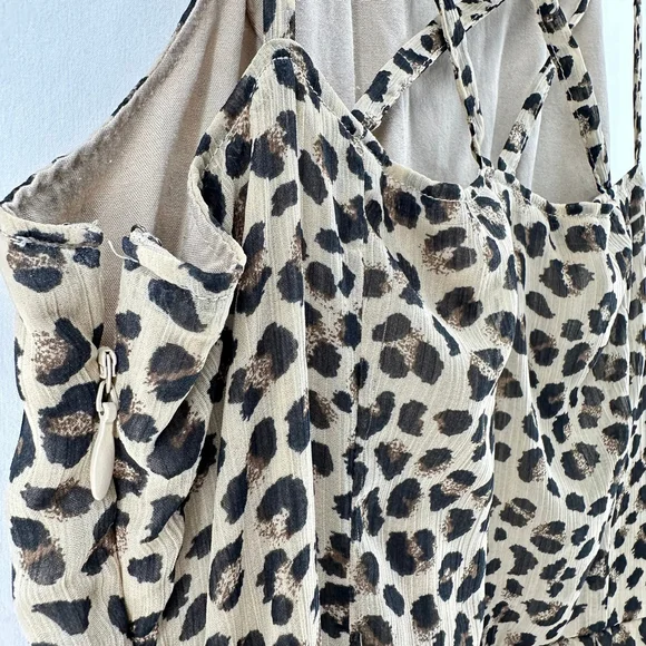Abercrombie & Fitch Daphne BROWN LEOPARD Animal Print BOHO Slip Dress WOMENS S - Picture 7 of 9